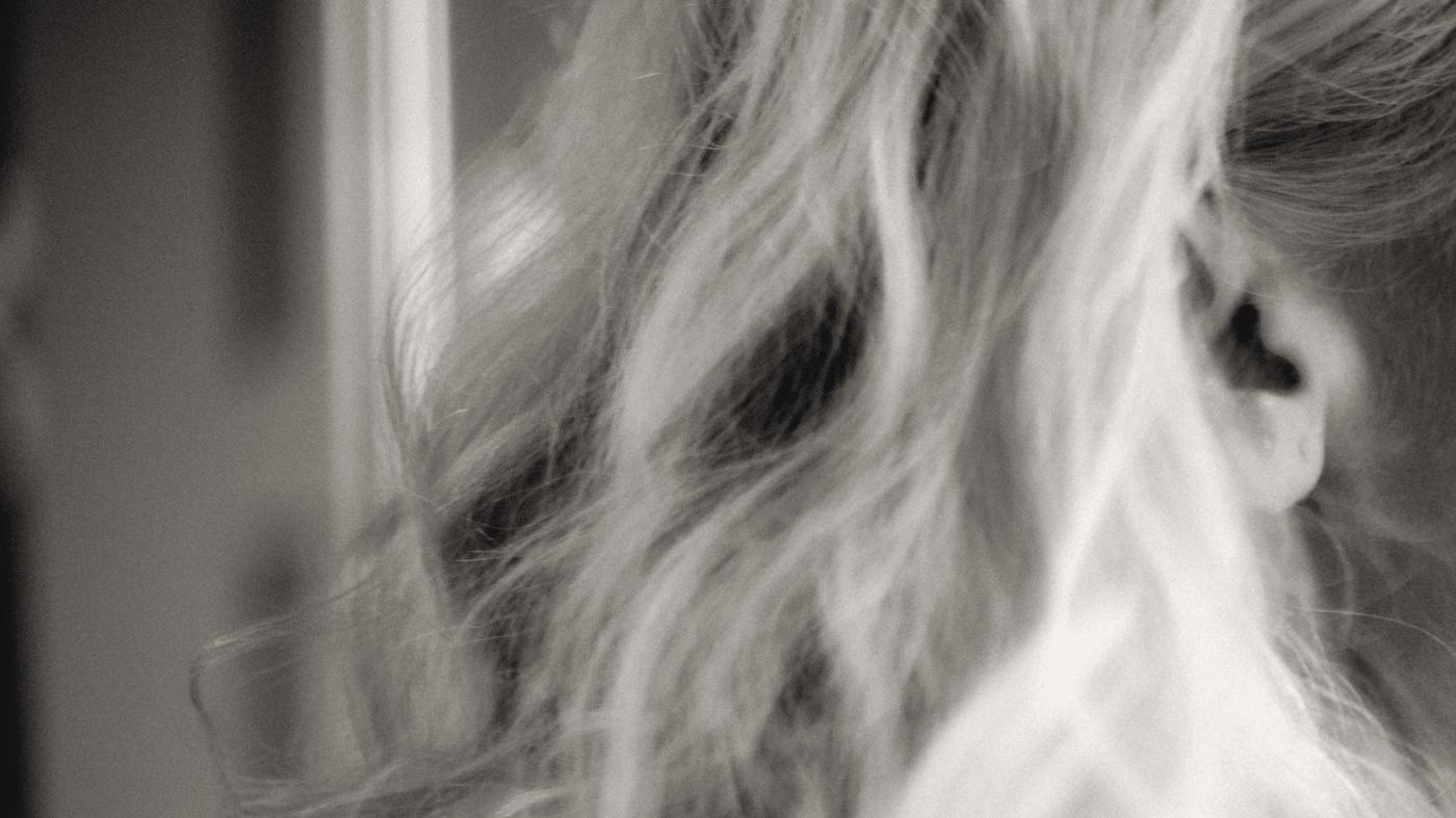 Gina's hair in black and white